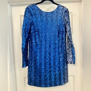 NWT jay godfrey laurel long sleeve shift dress blue sequin SIZE 6